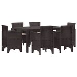 vidaXL Ensemble de salle à manger pour jardin 7 Pièces Marron Rattan Polt