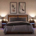 vidaXL Armoires de chevet et lumières LED 2 Pièces chêne marron