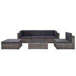 Salon de jardin meuble d'extérieur ensemble de mobilier 6 pièces avec coussins résine tressée gris 02_0016863