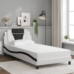vidaXL Cadre de lit sans matelas blanc et noir 100x200 cm similicuir