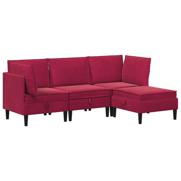 vidaXL Ensemble de meubles pour le salon 4 pc Bordeaux Velours
