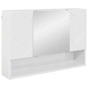 vidaXL Armoire Miroir de Salle de Bain Blanc brillant 80 x 17 x 55 cm