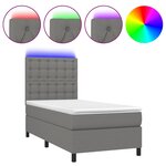 vidaXL Sommier à lattes de lit et matelas et LED Gris foncé 100x200 cm