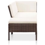 vidaXL Salon de jardin 8 Pièces avec coussins résine tressée marron