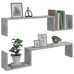 vidaXL Étagères murales 2 Pièces gris béton 100x15x20cm bois d'ingénierie