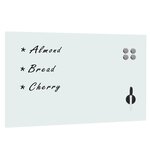 Tableau magnétique panneau écriture école maison bureau mural en verre 100 x 60 cm blanc 02_0045488