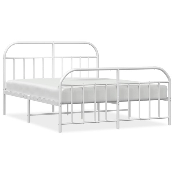 vidaXL Cadre de lit métal sans matelas et pied de lit blanc 140x190 cm
