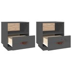 vidaXL Tables de chevet 2 Pièces Gris 40x34x45 cm Bois de pin massif