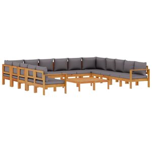 vidaXL Salon de jardin avec coussins 10 Pièces bois d'acacia solide