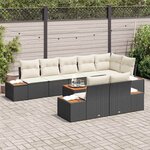 vidaXL Ensemble de canapé de jardin 9 Pièces Noir et crème Poly rotin