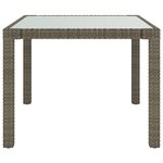 vidaXL Table de jardin 90x90x75 cm Verre trempé et résine tressée Gris