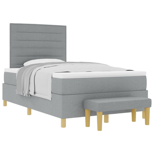 vidaXL Lit à ressorts avec matelas Gris clair 120 x 200 cm tissu