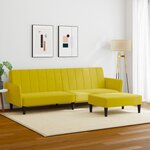 vidaXL Canapé-lit à 2 places avec repose-pied jaune velours