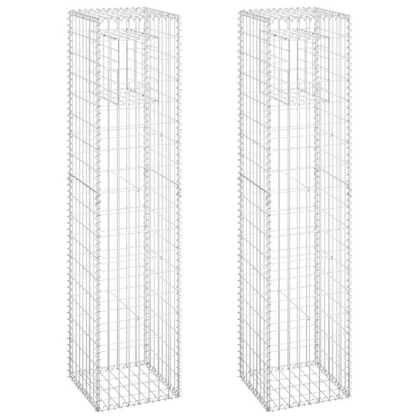 vidaXL Poteaux à panier de gabion 2 Pièces 40x40x180 cm Fer