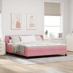 Lit à ressort vidaXL avec matelas rose 180x200 cm en velours