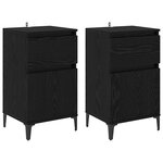 vidaXL Cabinet de chevet avec tiroir 2 Pièces Chêne noir 40 x 35 x 70 cm