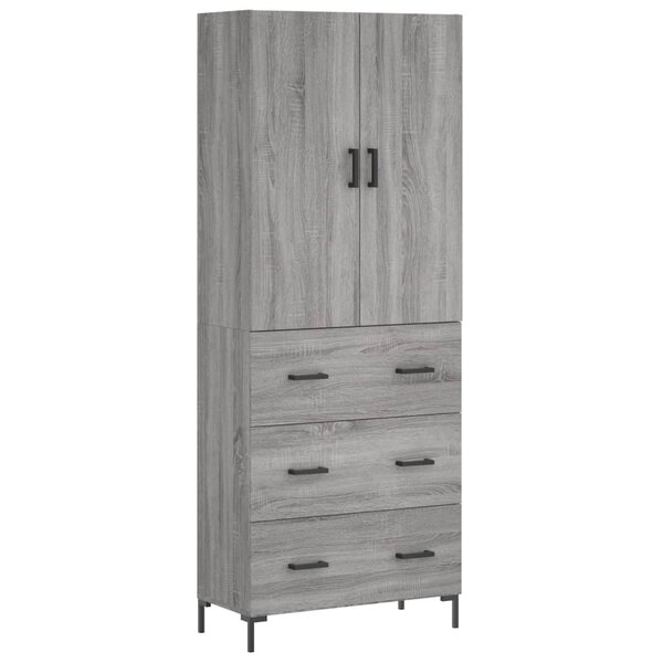 vidaXL Buffet haut Sonoma gris 69 5x34x180 cm Bois d'ingénierie