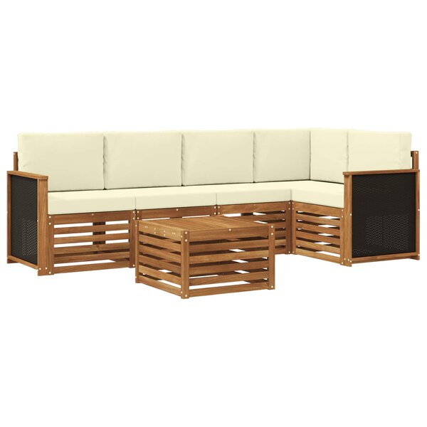 vidaXL Ensemble de canapé d'angle avec coussin 5 Pièces Naturel et Crème