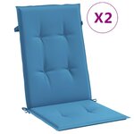 vidaXL Coussins de chaise à dossier haut lot de 2 bleu mélangé tissu