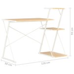 vidaXL Bureau avec étagère Blanc et chêne 116x50x93 cm