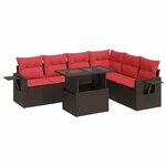 vidaXL Salon de jardin avec coussins 7 Pièces marron résine tressée acacia