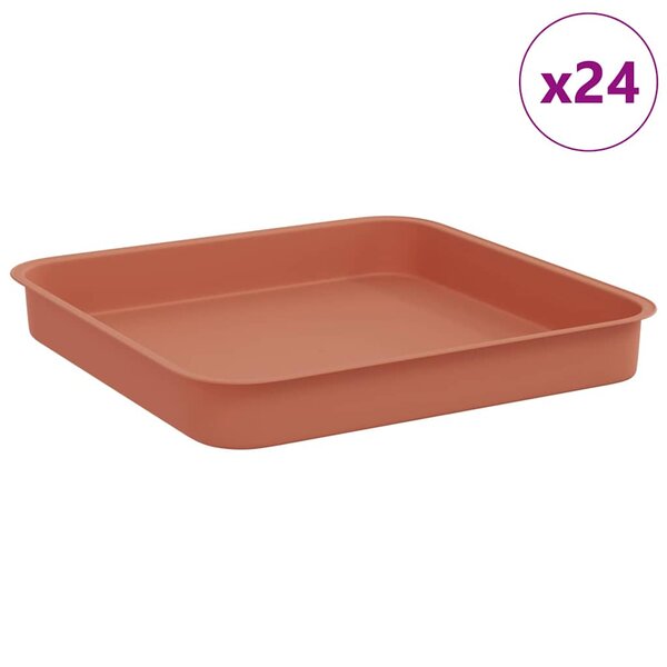 vidaXL Plateau carré à fleurs 24 pc Rouge brique 15 x 15 x 2 cm