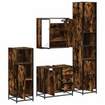 vidaXL Ensemble meubles salle de bain 4 Pièces chêne fumé bois ingénierie