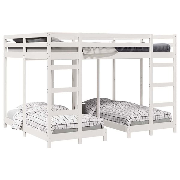 vidaXL Cadre de lit superposé triple Blanc 160 x 200 cm Pin massif