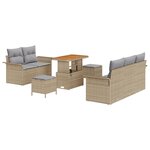 vidaXL Canapé de Jardin 8 Pièces avec Coussins Beiges en Rattan Poly et Acacia