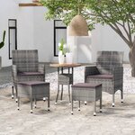 vidaXL Salon de jardin 5 Pièces Résine tressée Gris