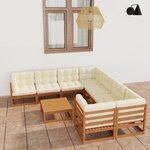 vidaXL Salon de jardin 9 Pièces avec coussins Marron miel Bois de pin