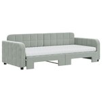 vidaXL Lit de jour avec gigogne et matelas gris clair 90x200cm velours