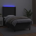 vidaXL Sommier à lattes de lit matelas LED Noir 90x190 cm Similicuir