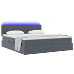 vidaXL Lit de rangement LED avec matelas Gris foncé 180 x 200 cm