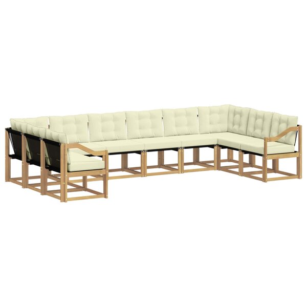 vidaXL Ensemble de canapés d'extérieur 10 Pièces Blanc et crème