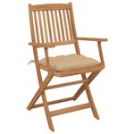 vidaXL Chaises pliables de jardin 2 Pièces avec coussins Bois d'acacia