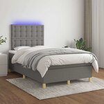 vidaXL Sommier à lattes de lit matelas LED gris foncé 120x190 cm tissu