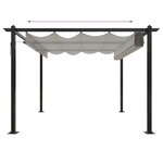 vidaXL Tonnelle de jardin avec toit rétractable 3x3 m Crème