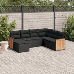 vidaXL Salon de jardin 7 Pièces avec coussins noir résine tressée