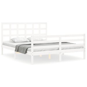 vidaXL Cadre de lit sans matelas blanc 160x200 cm bois massif
