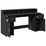 vidaXL Bureau avec lumières LED noir 160x55x91 cm bois d'ingénierie