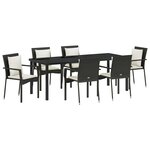 vidaXL Ensemble de salle à manger pour jardin 7 Pièces Noir polyrotin