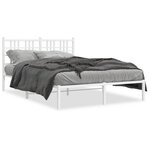 vidaXL Cadre de lit métal avec tête de lit blanc 120x190 cm