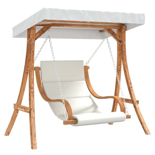 vidaXL Chaise balançoire avec coussin et auvent bois massif d'épicéa