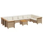 vidaXL Salon de jardin 11 Pièces avec coussins beige résine tressée