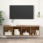 vidaXL Meuble TV mural Montage mural Bois ancien 37 x 37 x 142.5 cm