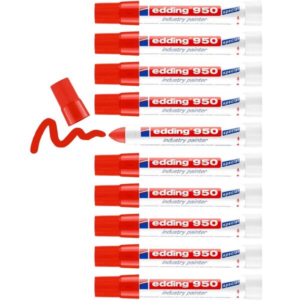 Marqueur Spécial Industrie 950 Rouge Pointe Extra Large 10 mm x 10 EDDING