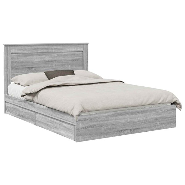 vidaXL Lit de Rangement Gris Sonoma 140 x 200 cm Bois d'ingénierie