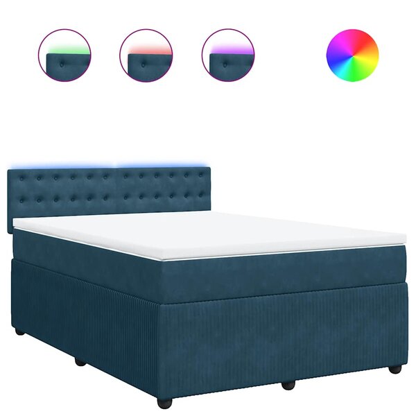 vidaXL Sommier à lattes de lit et matelas bleu 140x190 cm velours