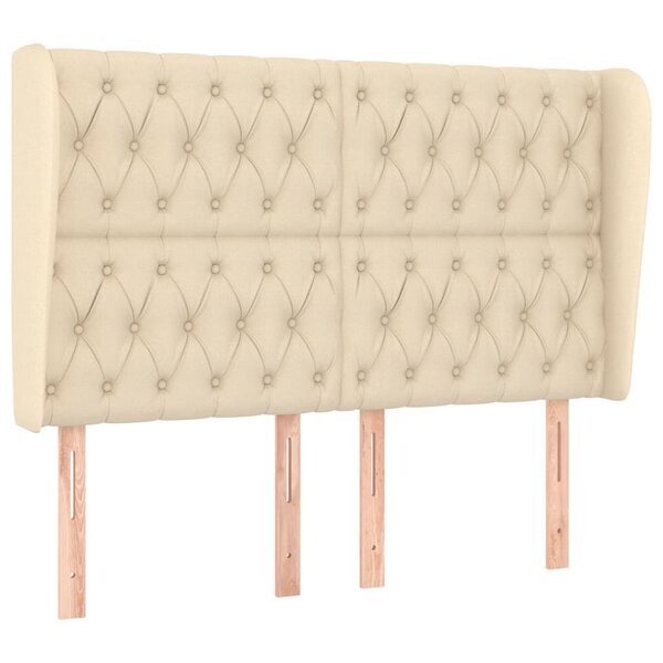 vidaXL Tête de lit avec oreilles Crème 163x23x118/128 cm Tissu